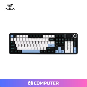 TECLADO MECANICO AULA F108 PRO BLACK+WHITE+BLUE REAPER SWITCH