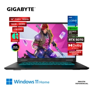 LAPTOP GIGABYTE Gaming A16 Intel Core i7-13620H, 16GB DDR5, SSD 1TB, RTX 5070 8GB, 16" WUXGA
