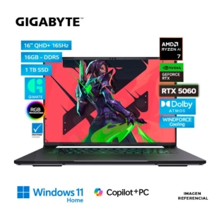 LAPTOP GIGABYTE Aero X16 Copilot+ PC Amd Ryzen AI 7 350, 16GB DDR5, SSD 1TB, RTX 5060 8GB, 16" WQXGA