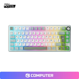 TECLADO ROYAL KLUDGE RK R75 CABLEADO K SILVER SWITCH/  SKY CYAN