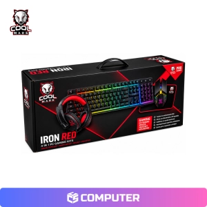 KIT 4 EN 1 COOLMARK IRON RED RAINBOW, TECLADO USB, MOUSE, AUDIFONO, PADMOUSE