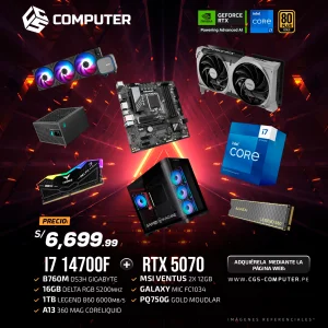 PC Build #24 Core i7-14700F | RTX 5070 12GB | B760 | 16GB RAM DDR5 | 1TB SSD