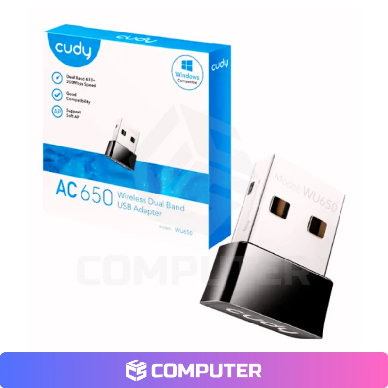 ADAPTADOR USB WIFI CUDY WU650 AC650 DUAL BAND