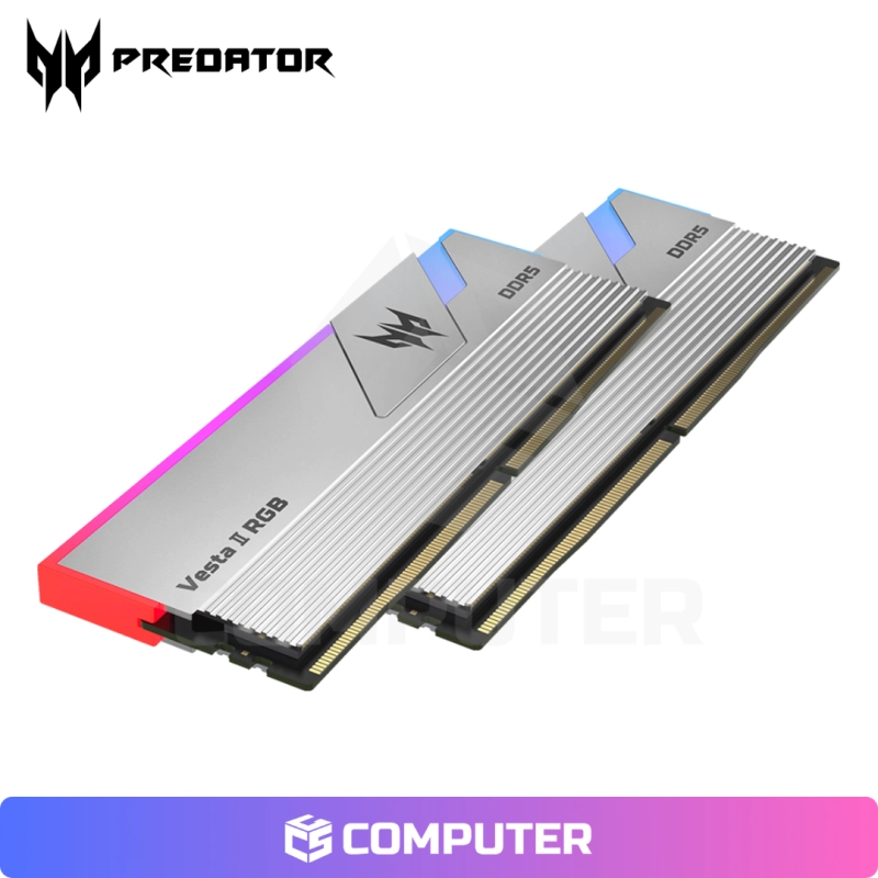 MEMORIA RAM PREDATOR VESTA II DDR5 RGB 32GB(2X16GB) 6000MHZ CL 32 SILVER