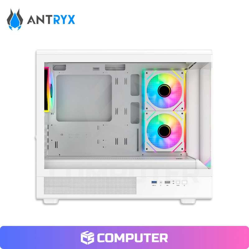 CASE ANTRYX FX630M WHITE ARGB SIN FUENTE VIDRIO TEMPLADO MINI TOWER