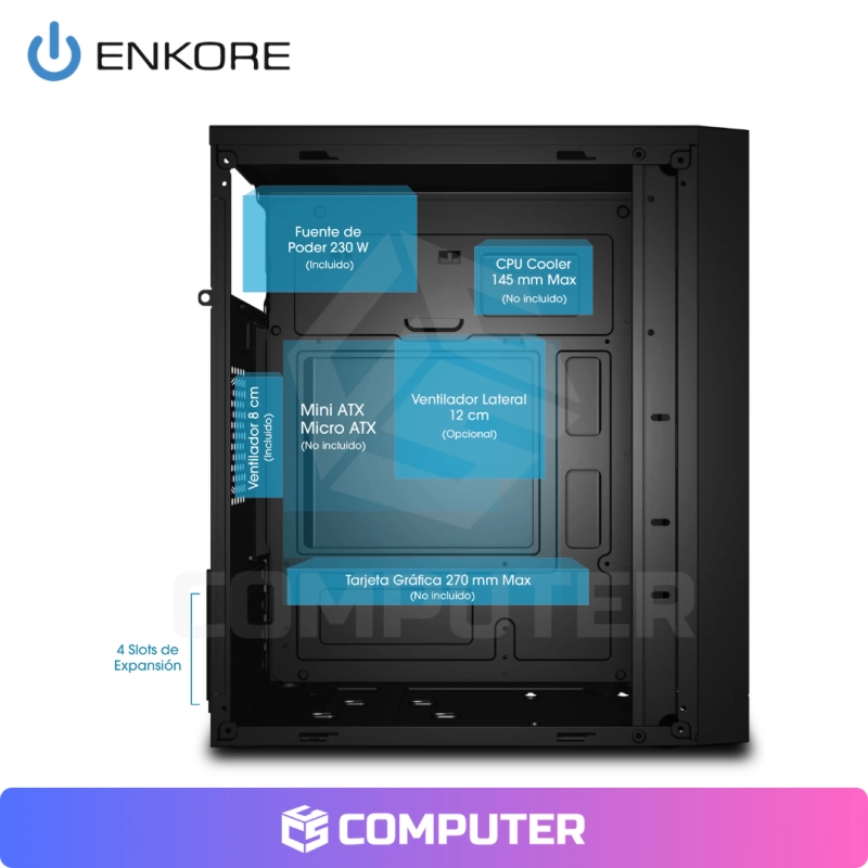 CASE CADET  1002 GABINETE microATX 230W  8CM FAN ENKO
