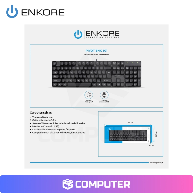 TECLADO MEMBRANA ENKORE PIVOT ENK301