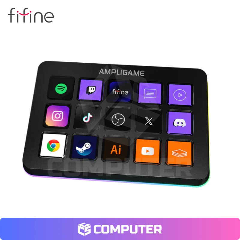 STREAMING DECK FIFINE D6 LCD 15 TECLAS  NEGRO