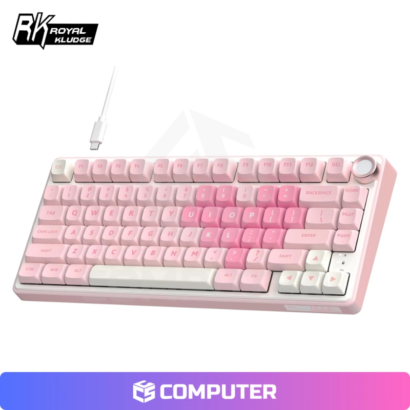 TECLADO MECANICO ROYAL KLUDGE RK R75 CABLEADO PINK MELODY CREAMY SWITCH
