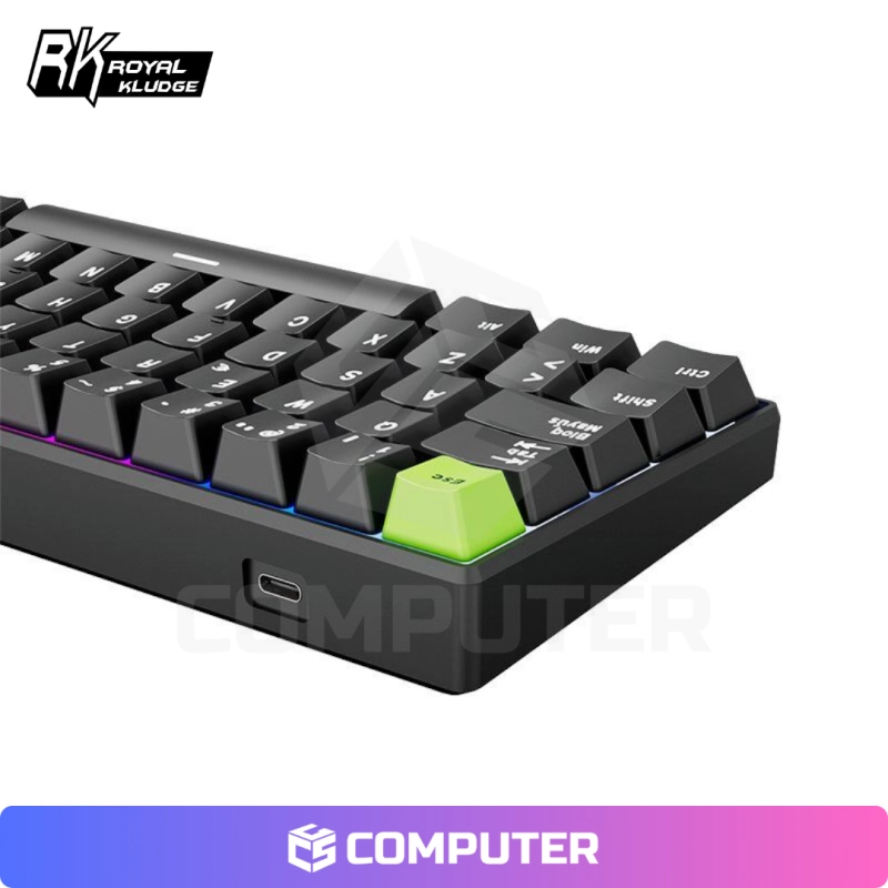 TECLADO MAGNETICO ROYAL KLUDGE RK C61 CABLEADO BLACK GREEN MINT MAGNETIC SWITCH