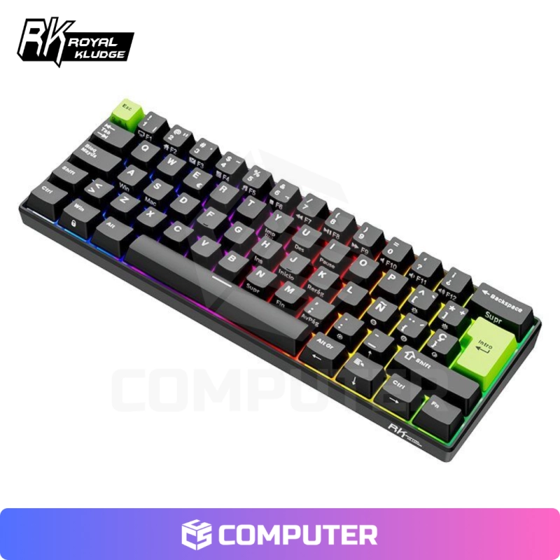 TECLADO MAGNETICO ROYAL KLUDGE RK C61 CABLEADO BLACK GREEN MINT MAGNETIC SWITCH