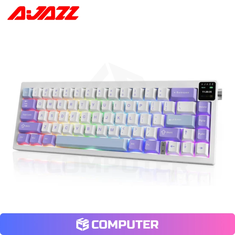 TECLADO MECANICO AJAZZ AK650 PURPLE WHITE INALÁMBRICO CON PANTALLA