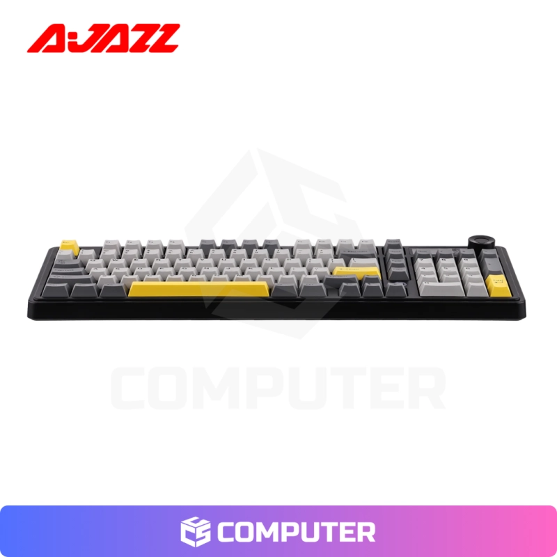 TECLADO AJAZZ MECANICO AK980 V2 GRAY YELLOW INALÁMBRICO CON PANTALLA (AMARILLO)