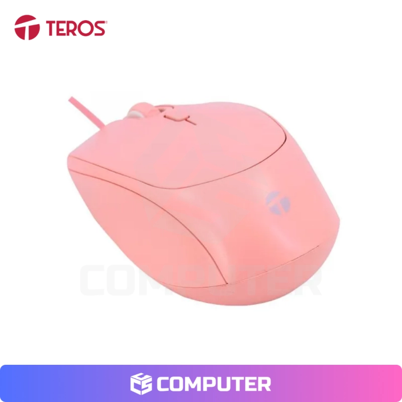 MOUSE OPTICO TEROS TE-1226 USB ROSADO