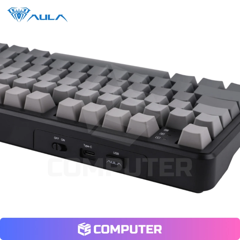 TECLADO MECANICO AULA F108 PRO GRIS INALÁMBRICO CON PANTALLA F