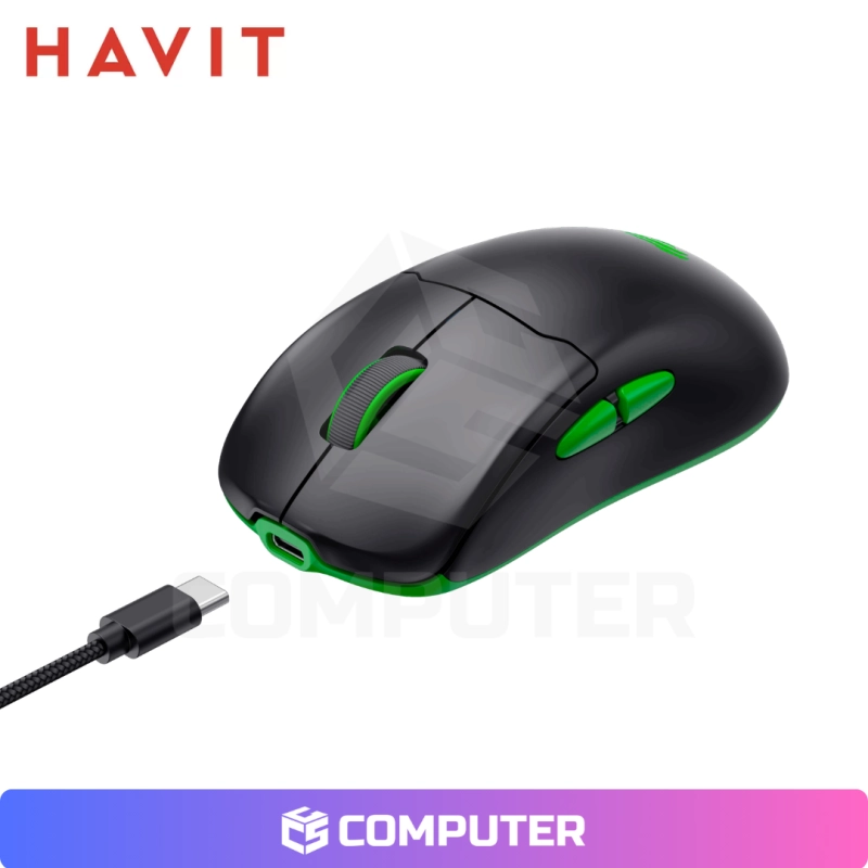 MOUSE GAMER TRIMODE HAVIT MS975WB 20K DPI BLACK GREEN