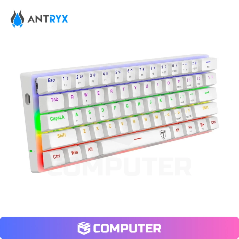 TECLADO MECANICO T-DAGGER ARENA LITE TGK321 WHITE RAINBOW SWITCH RED