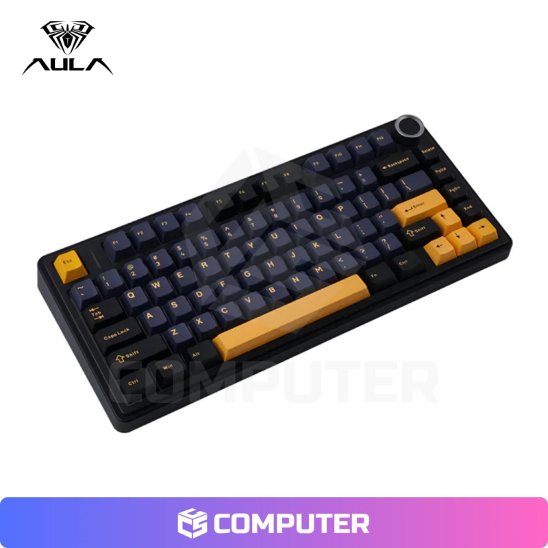 TECLADO AULA MECANICO F75 RGB INALAMBRICO  BLACK/YELLOW