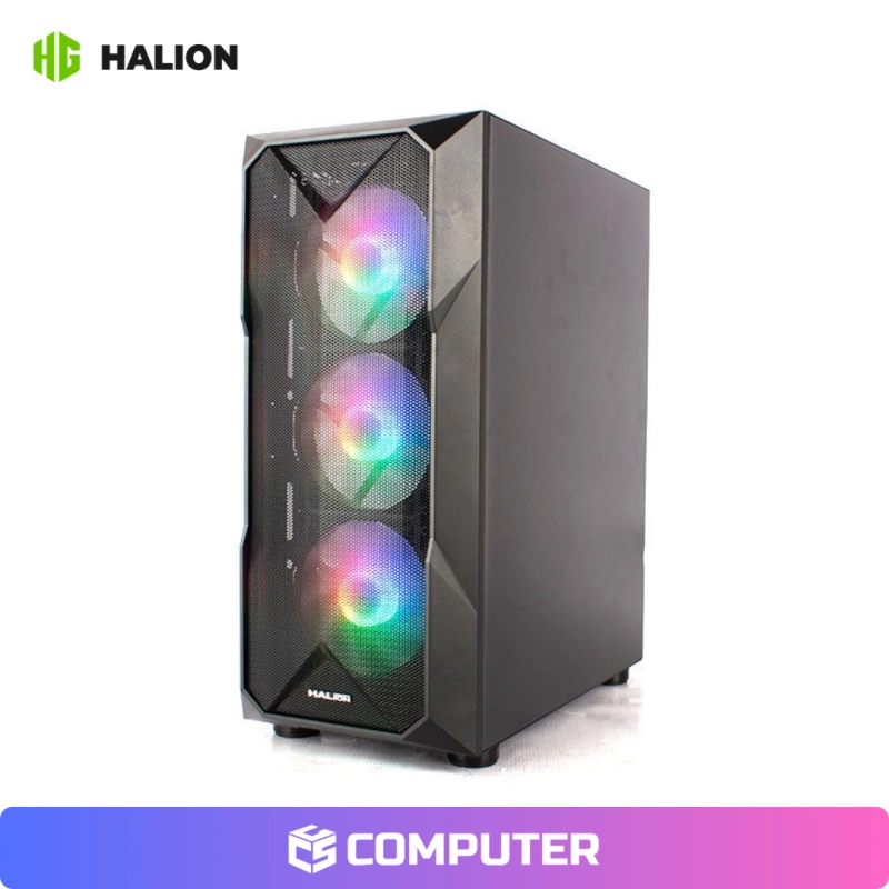 CASE GAMER HALION STUKA CR11 BLACK C/F 500W 4FAN RAINBOW