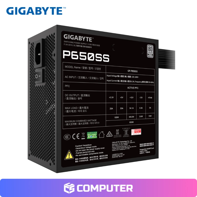 FUENTE DE PODER GIGABYTE P650SS 80 PLUS SILVER 650W