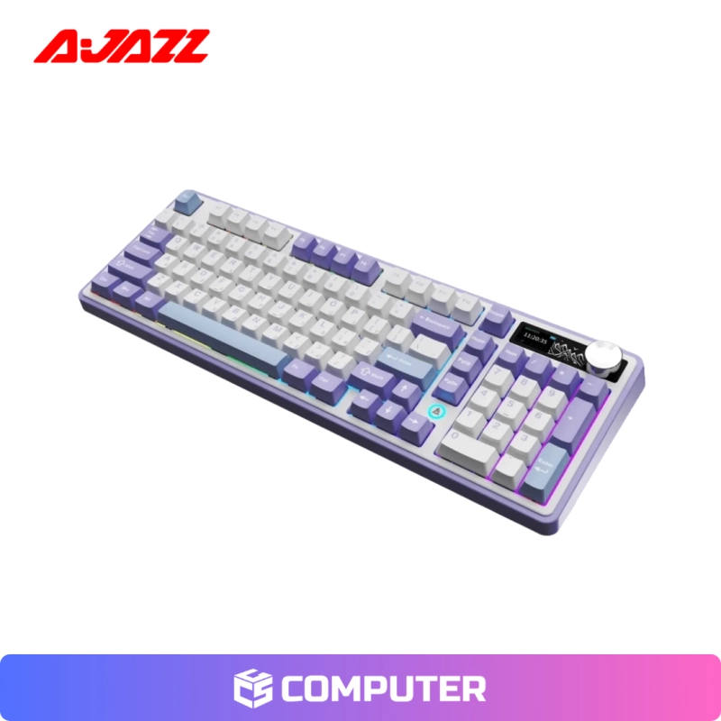 TECLADO AJAZZ MECANICO AK980 V2 WIRELLES SCREEN LCD RGB PURPLE WHITE BLUE