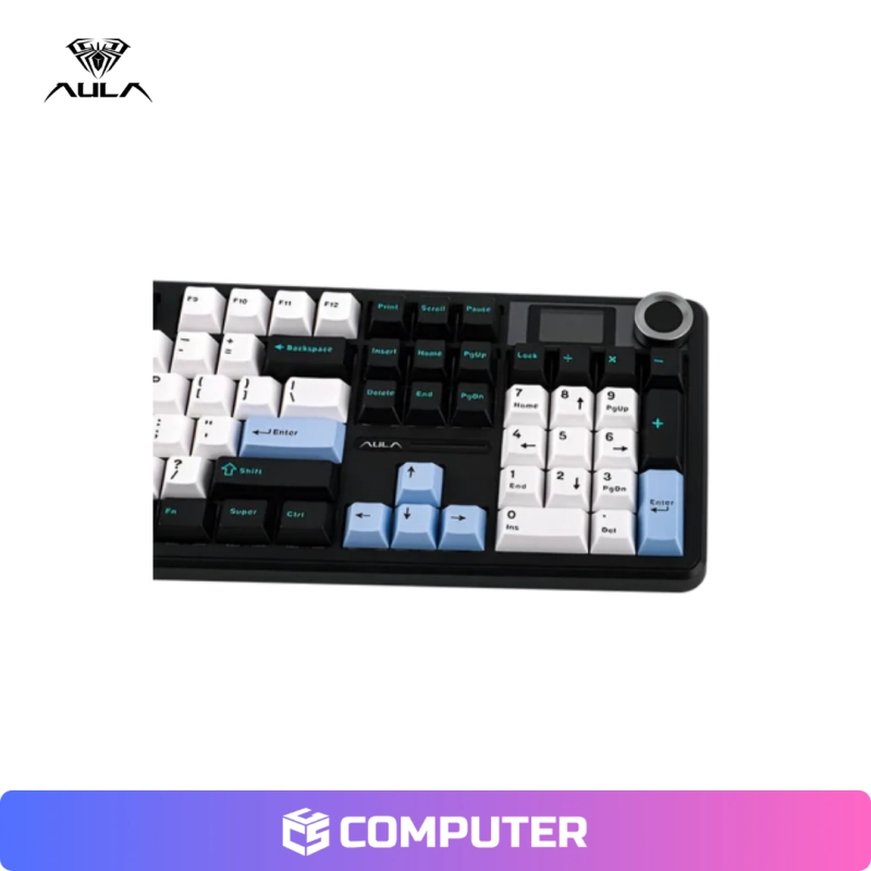 TECLADO MECANICO AULA F108 PRO BLACK+WHITE+BLUE REAPER SWITCH