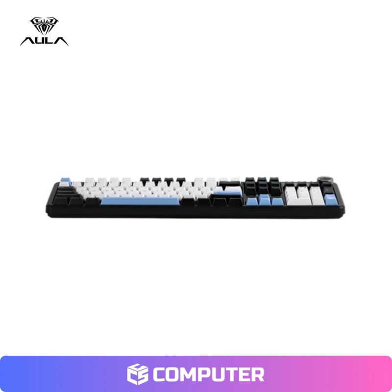 TECLADO MECANICO AULA F108 PRO BLACK+WHITE+BLUE REAPER SWITCH