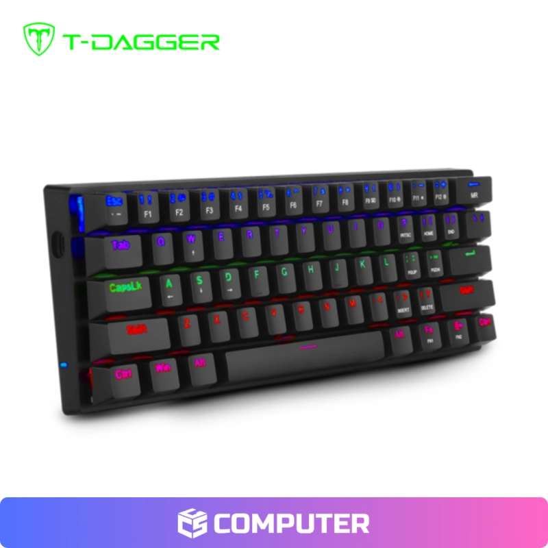 TECLADO MECANICO T-DAGGER ARENA LITE TGK321 BLACK RAINBOW SWITCH RED