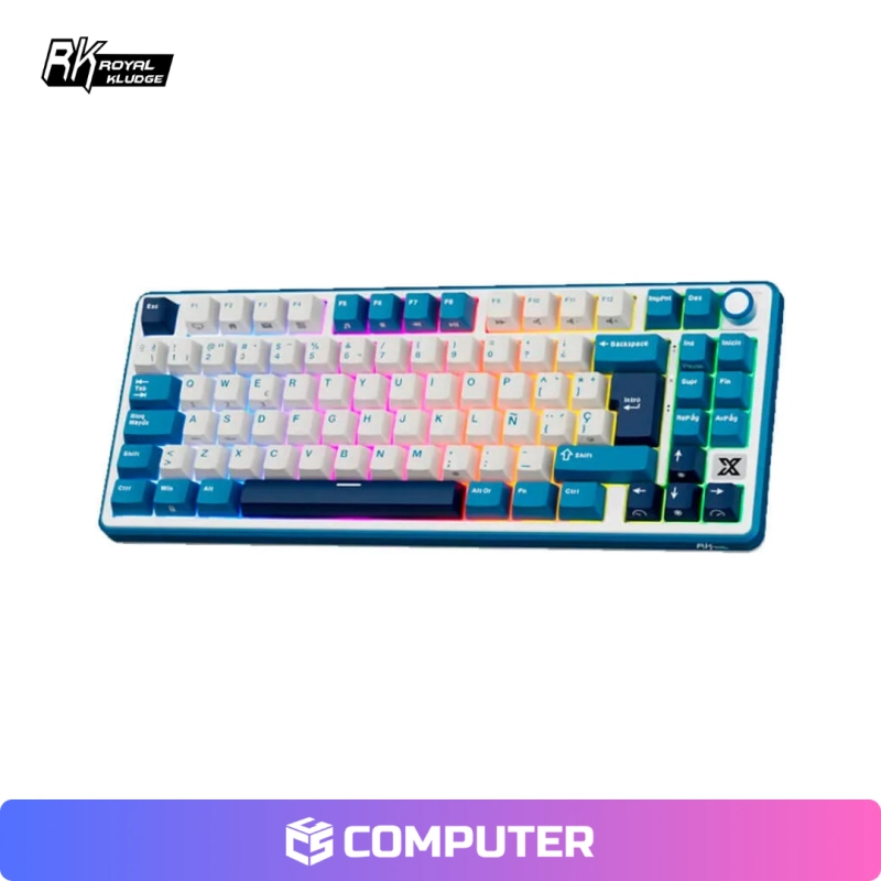 TECLADO ROYAL KLUDGE MECANICO RKX87 CABLEADO/ RGB PRUSSIAN BLUE CREAMY SWITCH