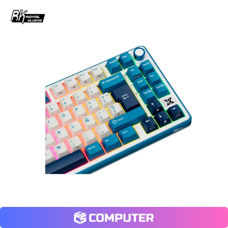 TECLADO ROYAL KLUDGE MECANICO RKX87 CABLEADO/ RGB PRUSSIAN BLUE CREAMY SWITCH