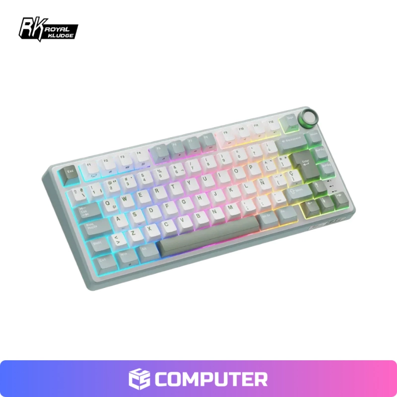 TECLADO ROYAL KLUDGE RK R75 CABLEADO K SILVER SWITCH/  SKY CYAN