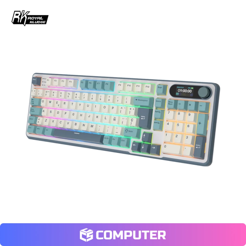 TECLADO ROYAL KLUDGE RK-S98 INALAMBRICO CHARTREUSE SWITCH/ LIGHT CLOUD