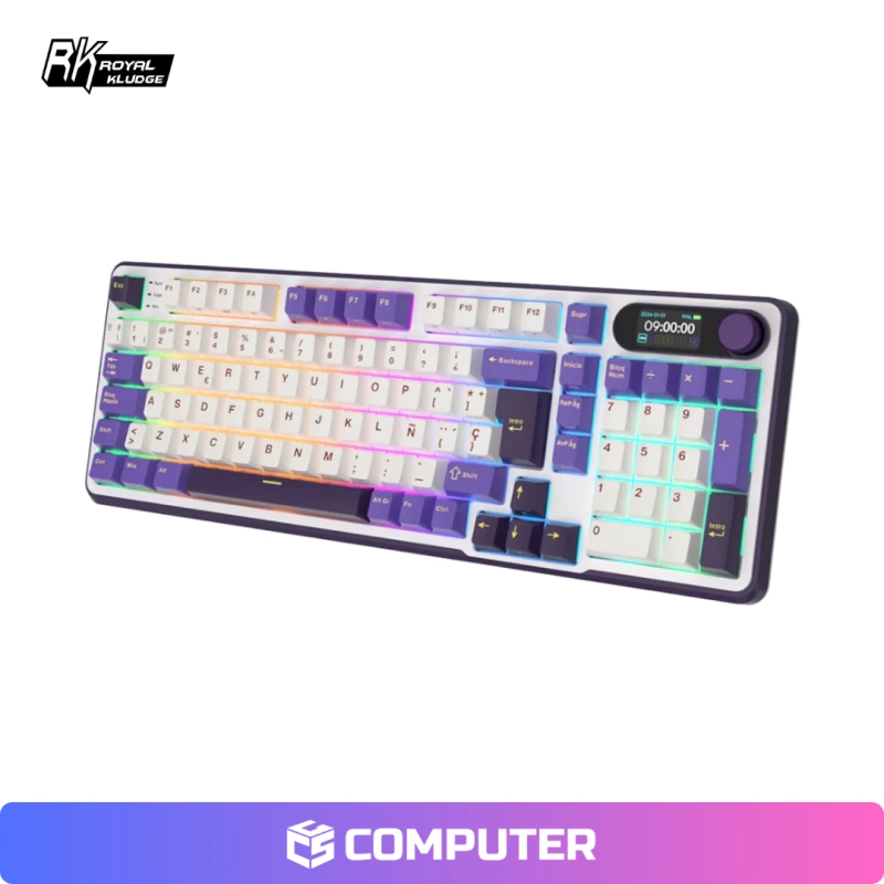 TECLADO ROYAL KLUDGE RK-S98 INALAMBRICO SWITCH CHARTREUSE/ BLACKBERRY MOUSE