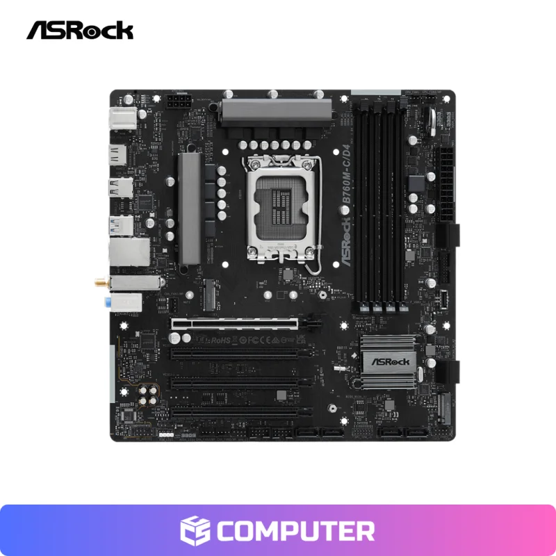 PLACA MADRE ASROCK B760M-C D4 WIFI BULK DDR4 OEM