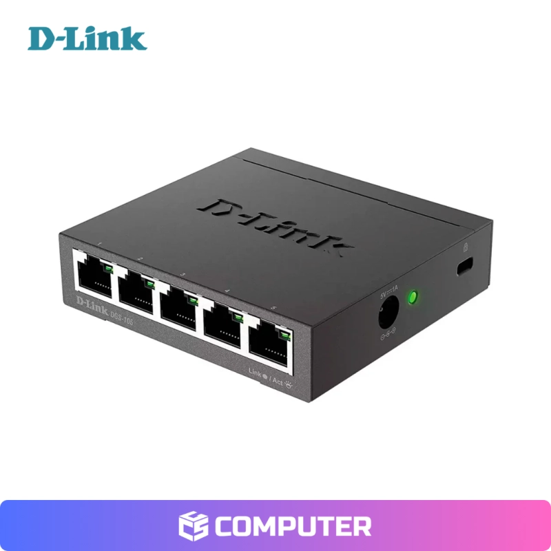 AMPLIADOR WIFI D-LINK DGS-105 SWITCH PLUG&PLAY 5 PUERTOS GIGABIT