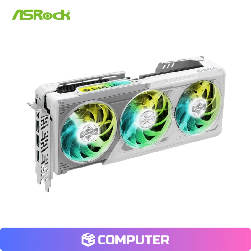 TARJETA DE VIDEO ASROCK STEEL LEGEND RADEON RX 9070 XT WHITE 16GB GDDR6 256BITS