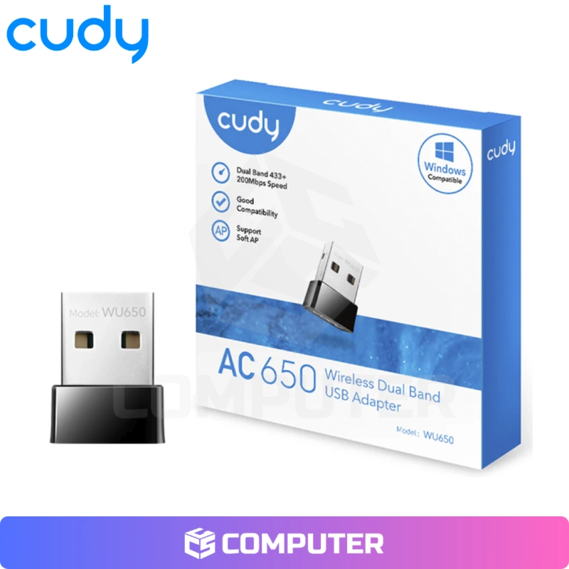 ADAPTADOR USB WIFI CUDY WU650 AC650 DUAL BAND