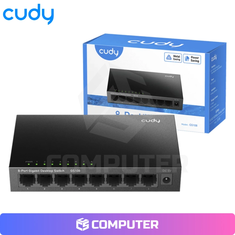 SWITCH GIGABIT METALICO CUDY GS108 8 PUERTOS