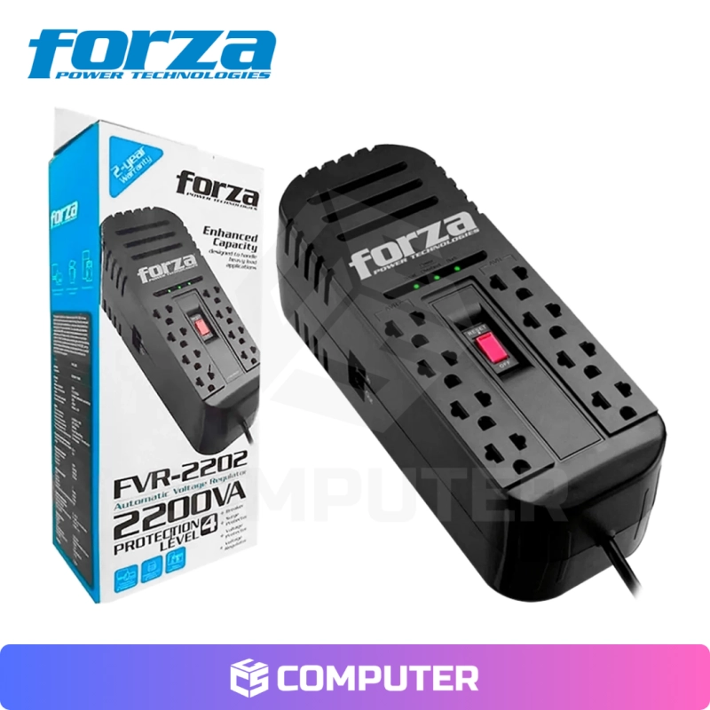 ESTABILIZADOR FORZA FVR-2202 2200VA/1100W 8 TOMAS BLACK