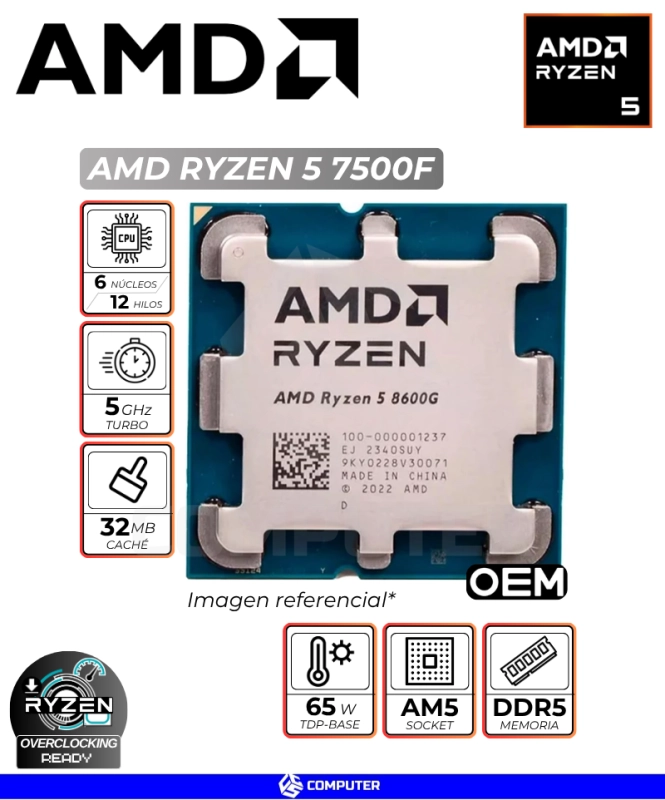 PROCESADOR AMD RYZEN 5 7500F OEM AM5