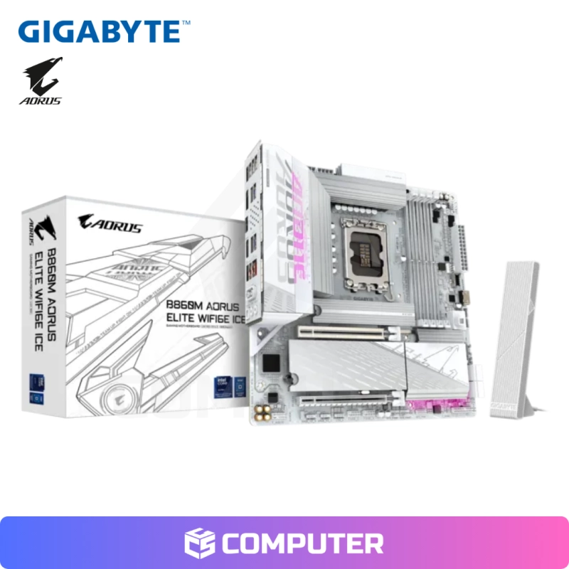 PLACA MADRE GIGABYTE B860M AORUS ELITE WIFI6E ICE DDR5/LGA 1851