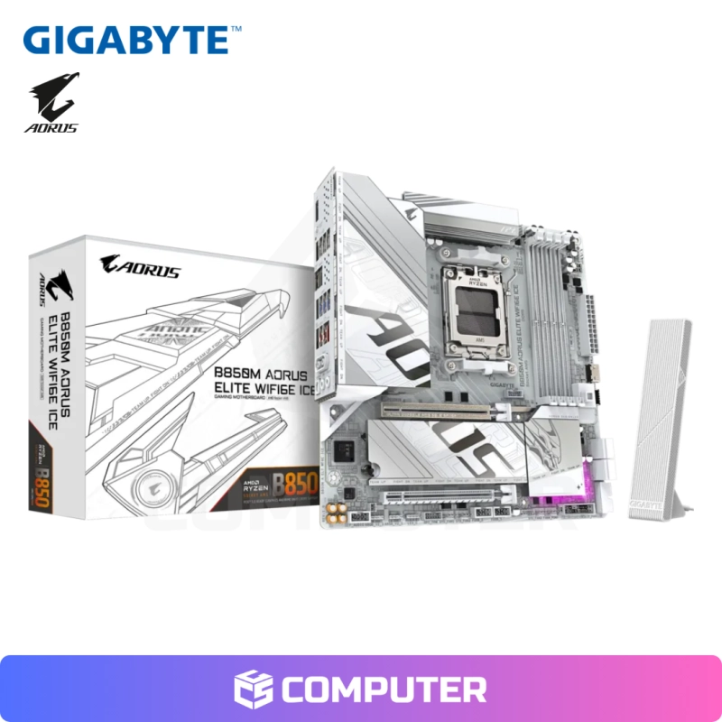 PLACA MADRE GIGABYTE B850M AORUS ELITE ICE WIFI6E DDR5/AM5