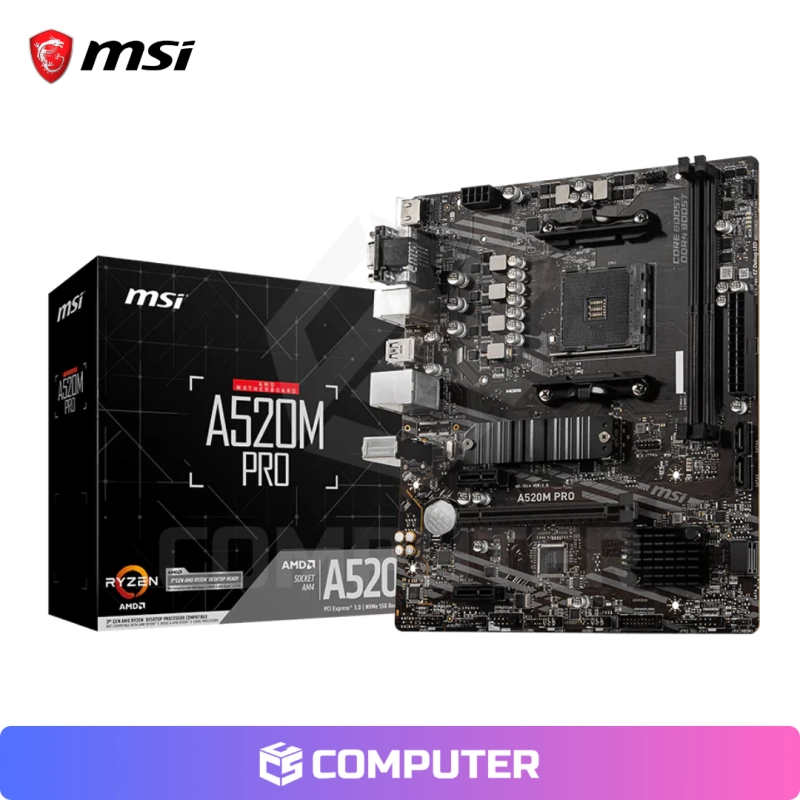 PLACA MADRE MSI A520M PRO AMD RYZEN DDR4  DDR4/AM4