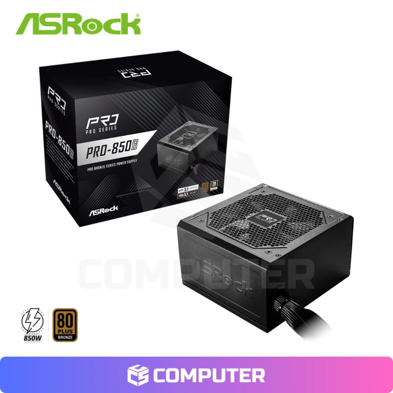 FUENTE DE PODER ASROCK PRO-850B 850W ATX 80 PLUS BRONZE
