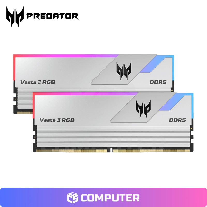 MEMORIA RAM PREDATOR VESTA II DDR5 RGB 32GB(2X16GB) 6000MHZ CL 32 SILVER