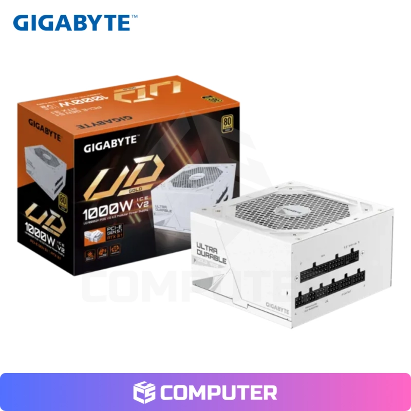 FUENTE DE PODER GIGABYTE UD1000GM WHITE 1000W PCIE GEN. 5 80 PLUS GOLD MODULAR