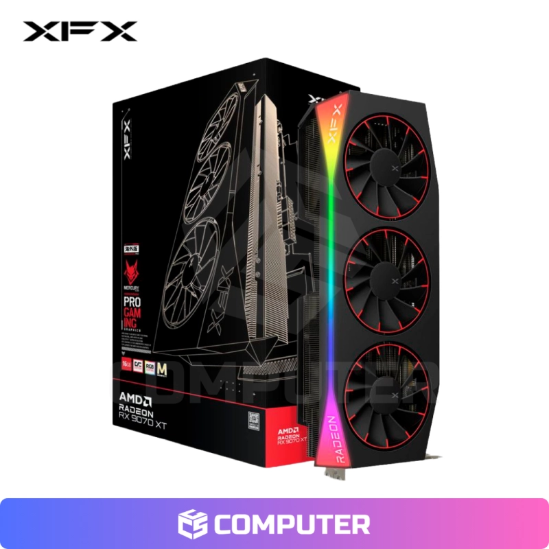 TARJETA DE VIDEO XFX MERCURY RX 9070 XT 16GB OC MAGNETIC AIR RGB