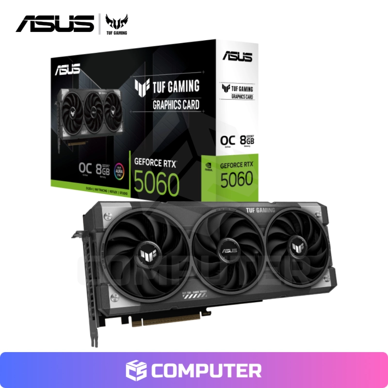 TARJETA DE VIDEO ASUS RTX 5060 TUF GAMING 8GB GDDR7 OC X 3 FAN