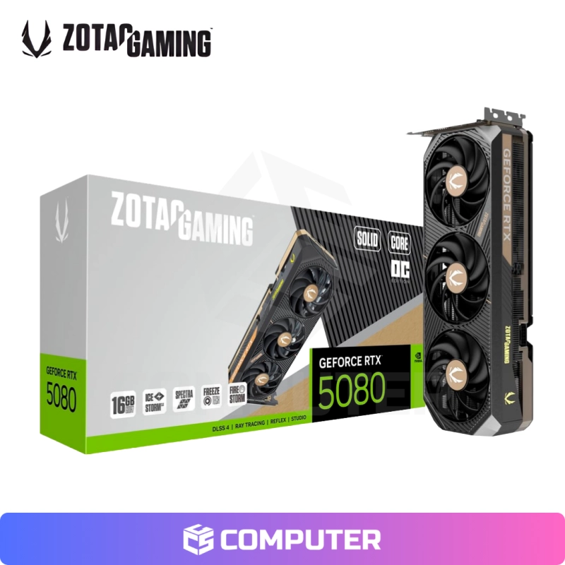 TARJETA DE VIDEO GEFORCE RTX 5080 16GB ZOTAC SOLID OC CORE