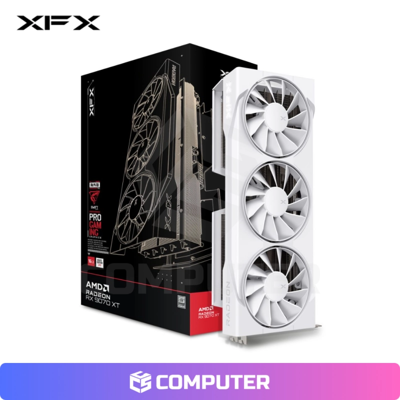 TARJETA DE VIDEO RADEON XFX SWIFT RX 9070XT  16GB WHITE  X3FAN